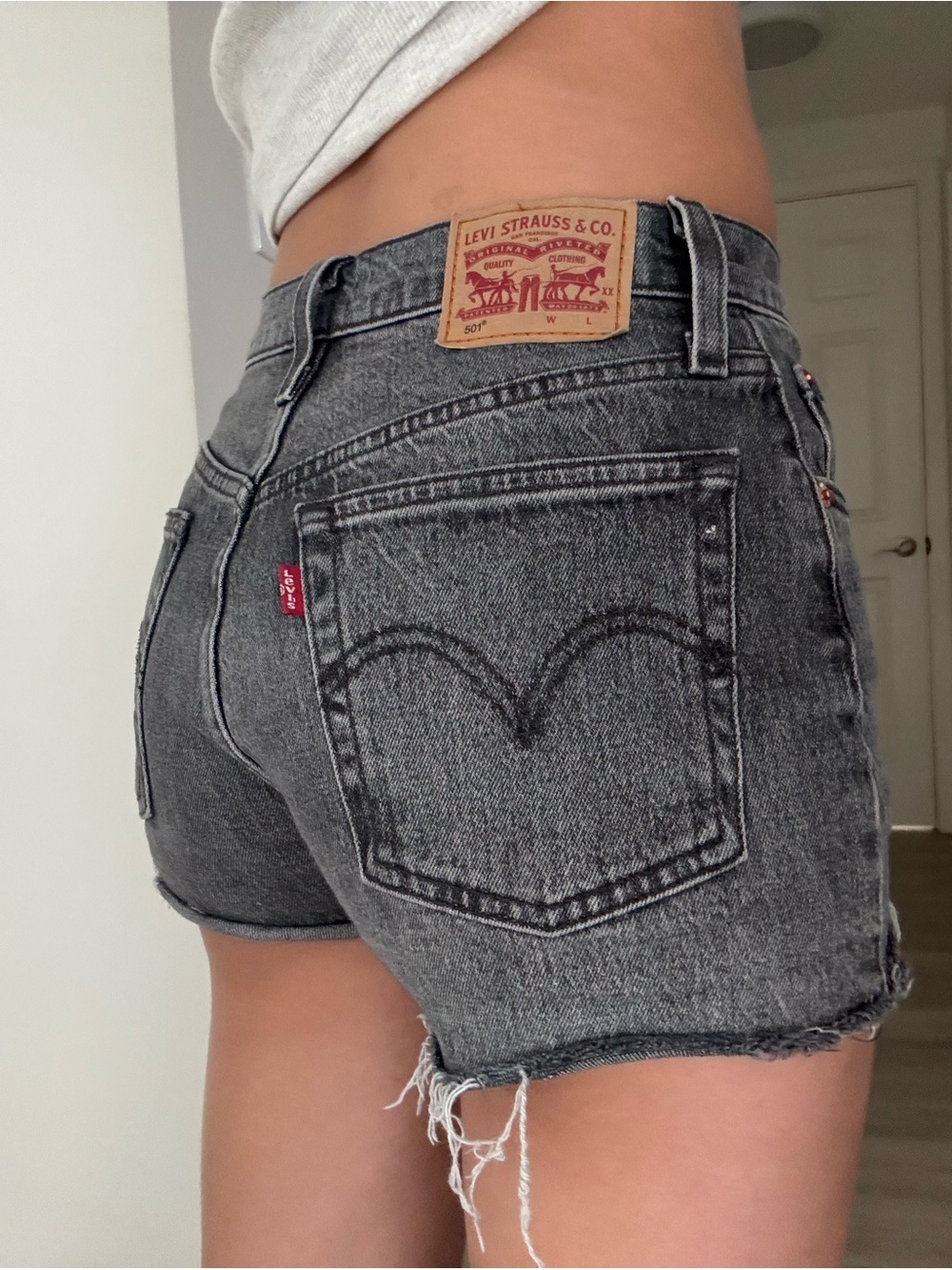 Levi's Women's Black Washed High-Rise Denim Cutoff Shorts